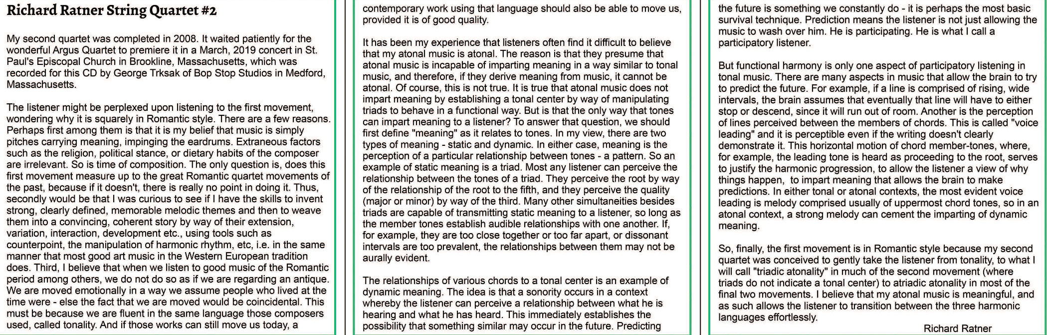 String Quartet #2 Information